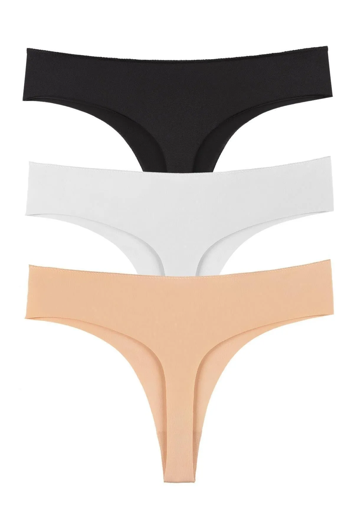 Sensu  Damen-Tanga-Höschen aus Baumwolle mit Laserschnitt, 3-teiliges Set – KTT3085PMK-3
