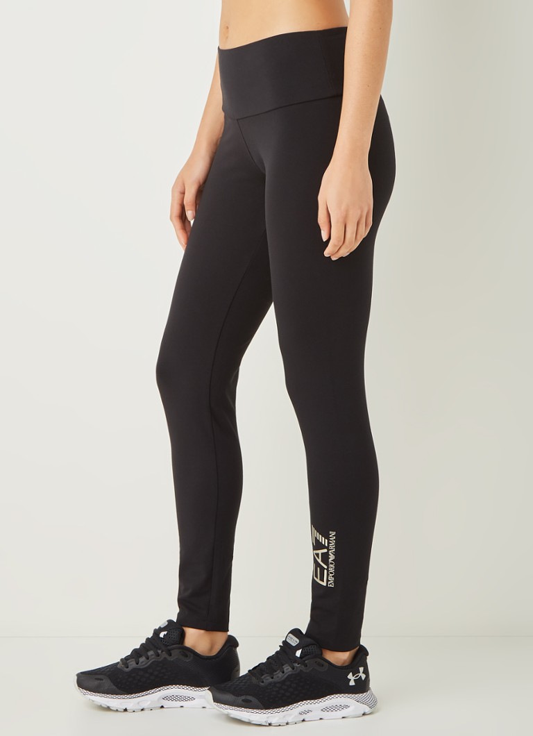 Leggings sportivi a vita alta con logo metallico di Emporio Armani