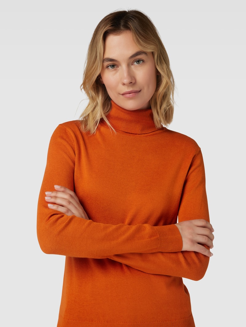 Rollkragenpullover in Melange-Optik in orange