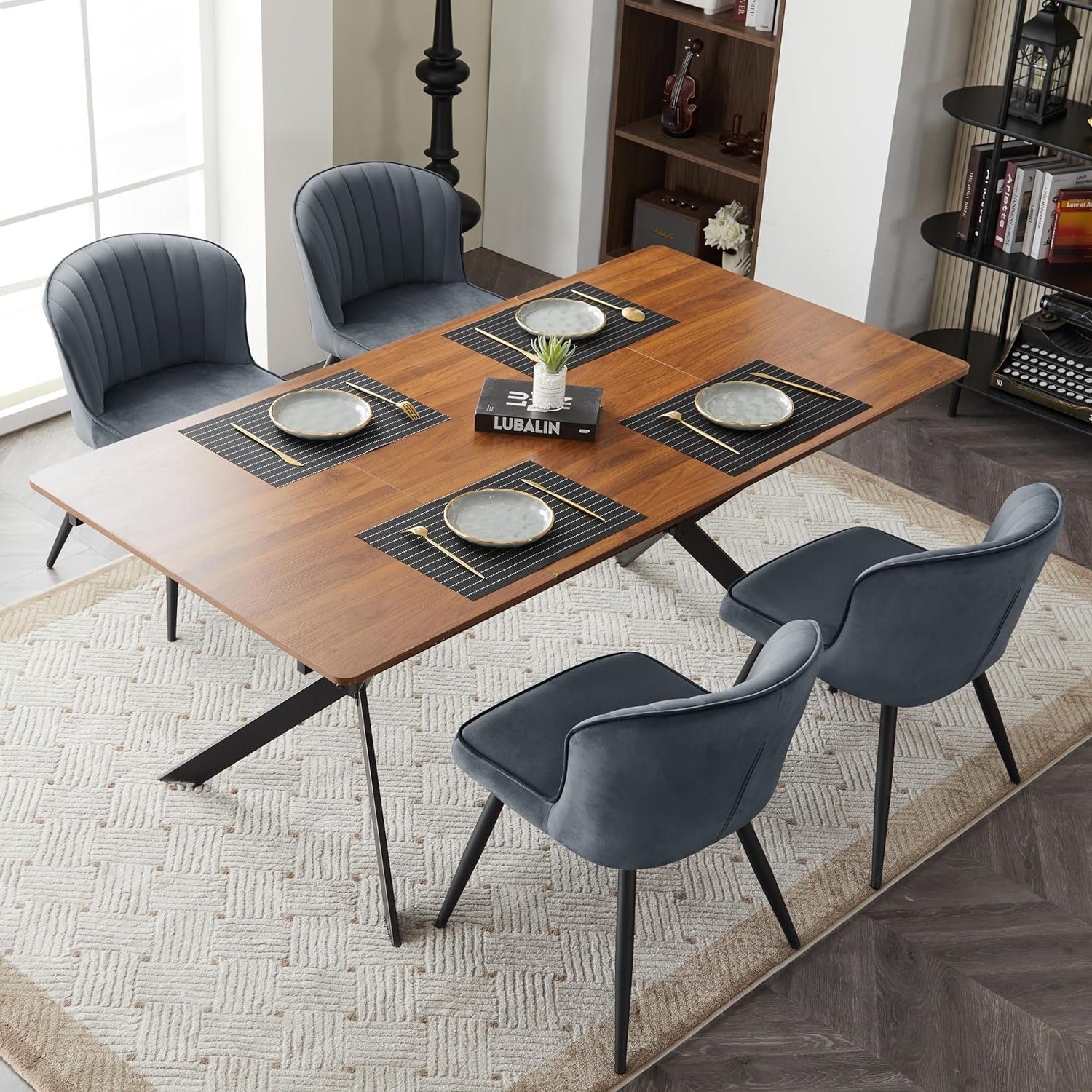 EUGAD 4-Fußstuhl (6 St), Stühle Esszimmer Modern, aus Samt, Metallbeine