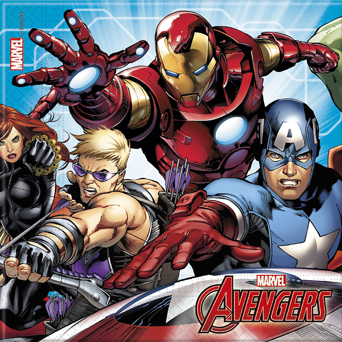 Servietten Mighty Avengers, 33 x 33 cm, 2-lagig, 20 Stück