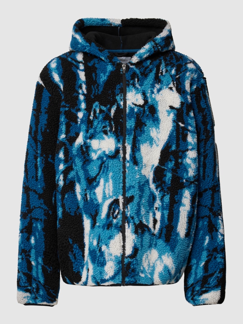 Fleecejacke mit Kapuze Modell 'BEAR' in lagune