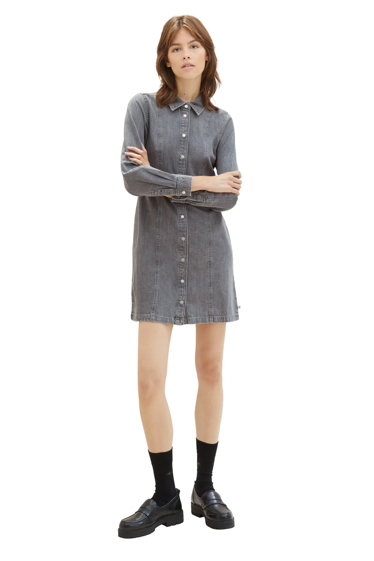 Tom Tailor Denim  Kleid Damen/Mädchen aus mittelsteingrauem Denim