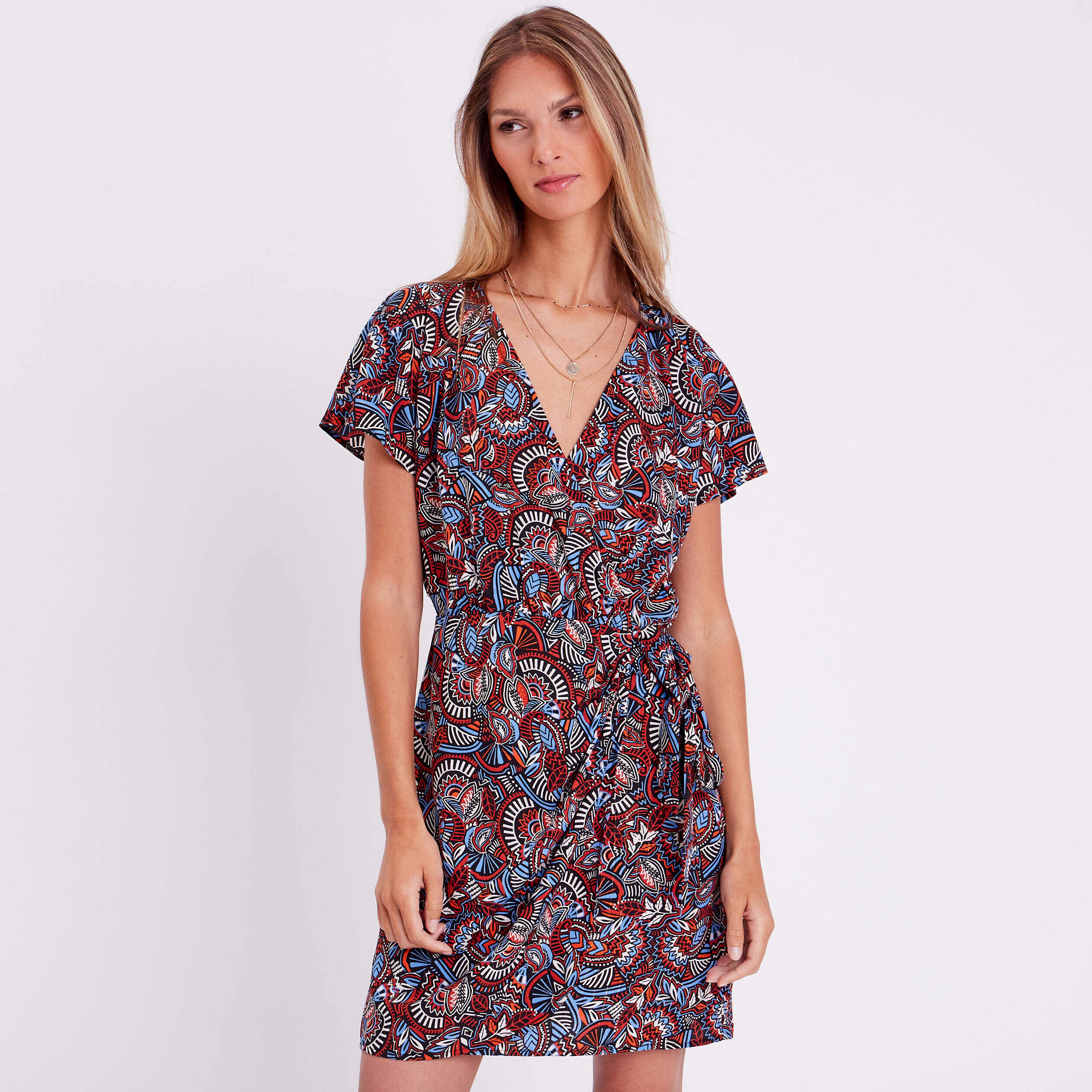 Robe portefeuille avec noeud noir femme | Cache Cache