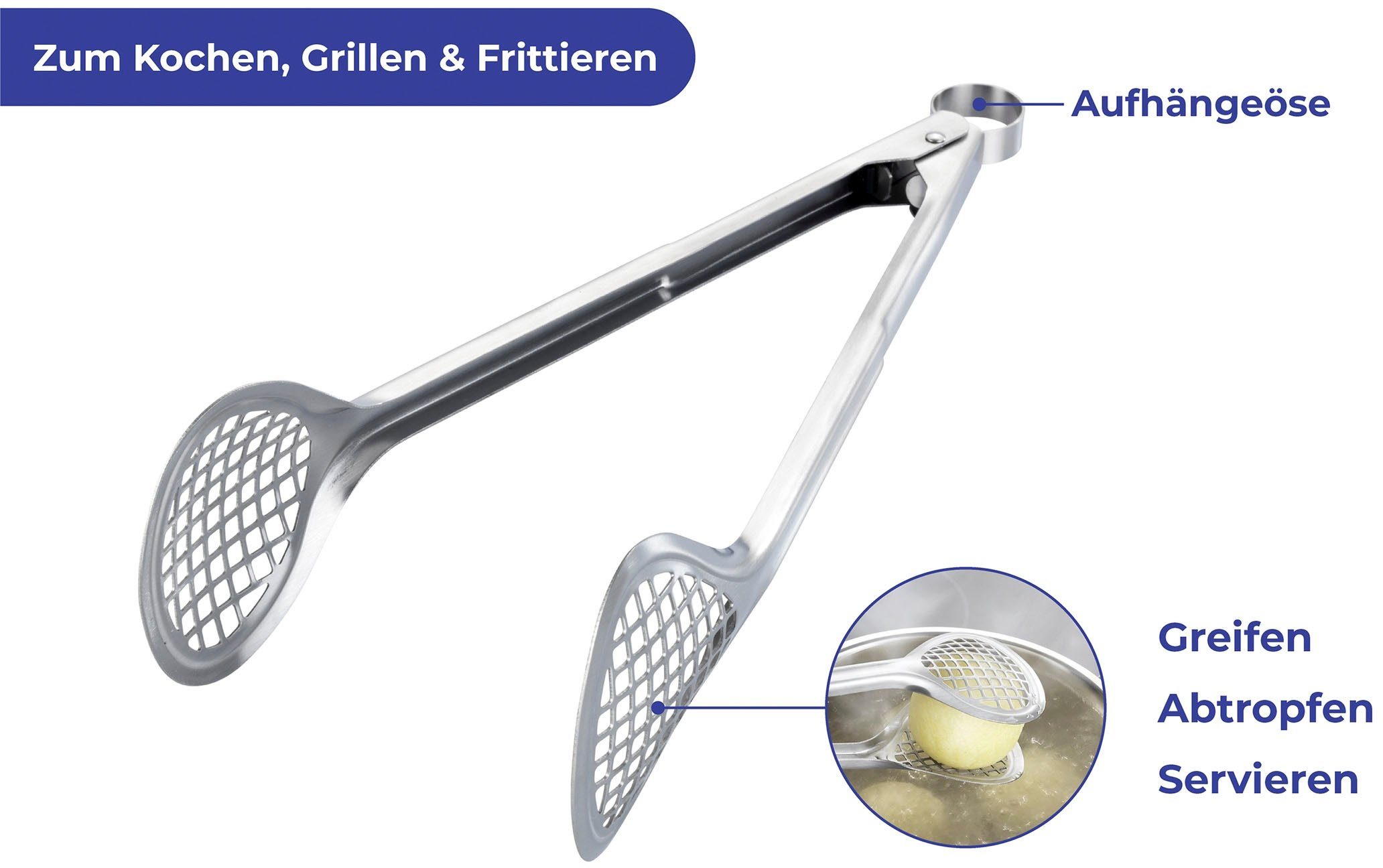 Maximex Servierzange Gourmet, mit Jumbo Pfannenwender, Multifunktioneller Küchenzange, Edelstahl