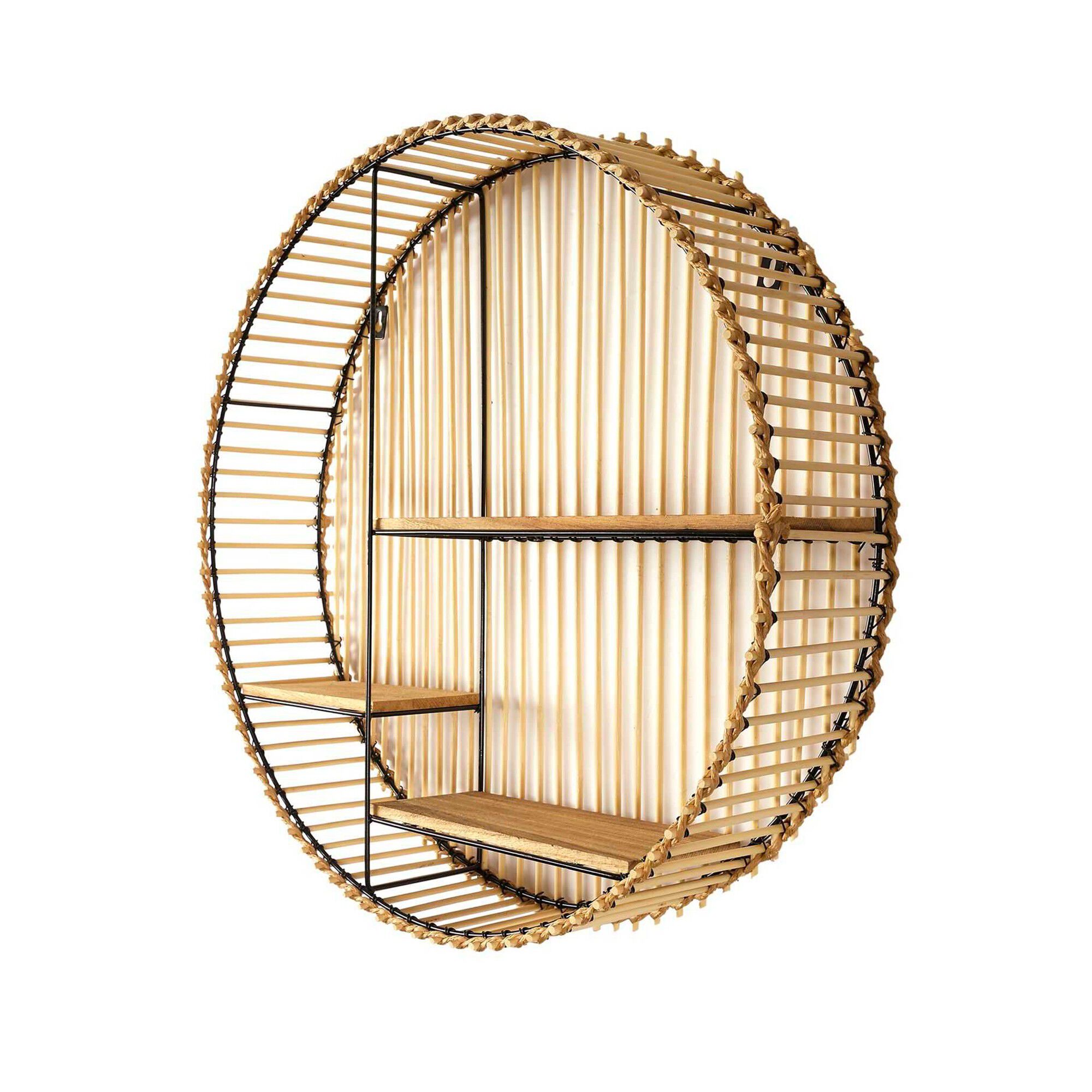 Etagère ronde métal et bois
