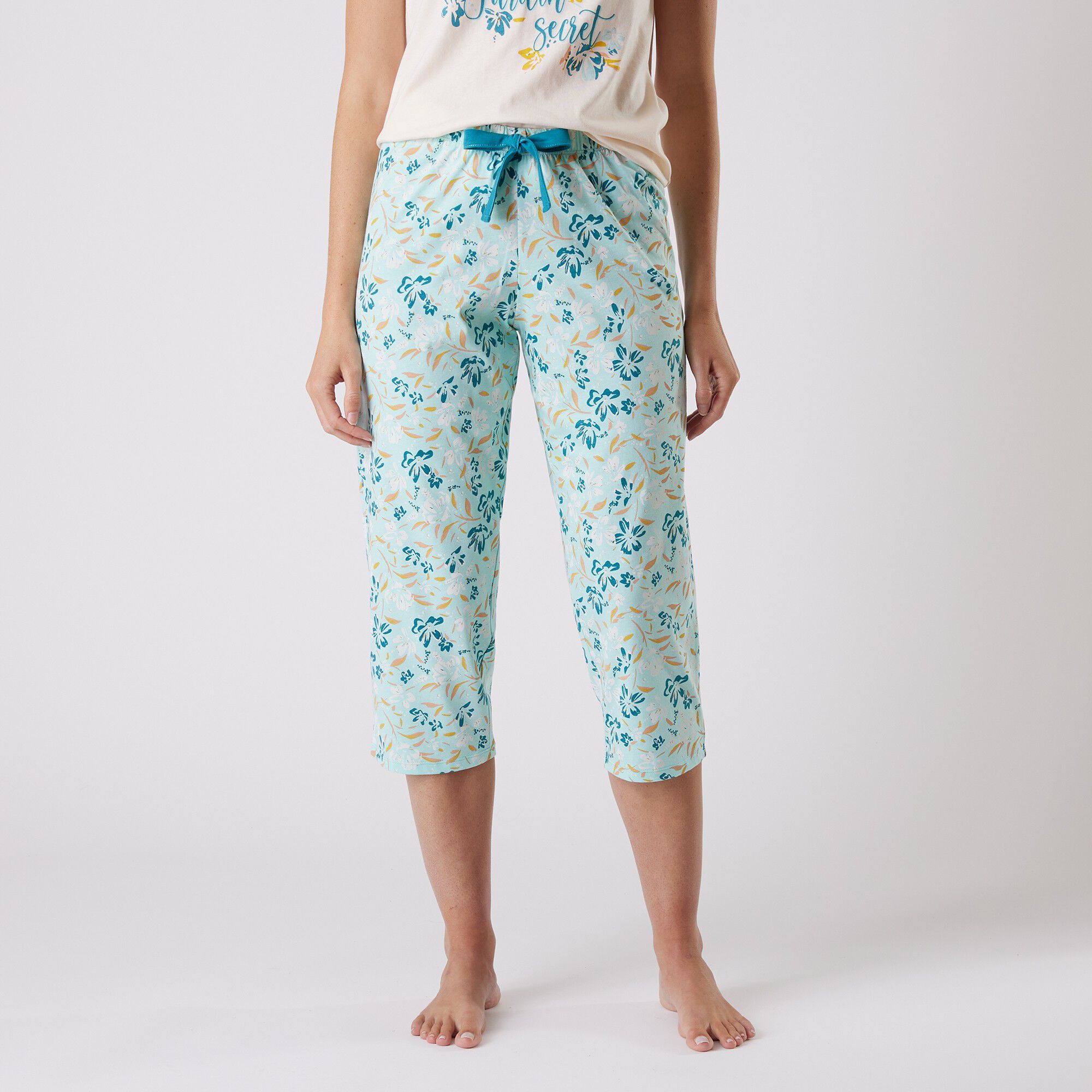 Pantalon court pyjama imprimé floral