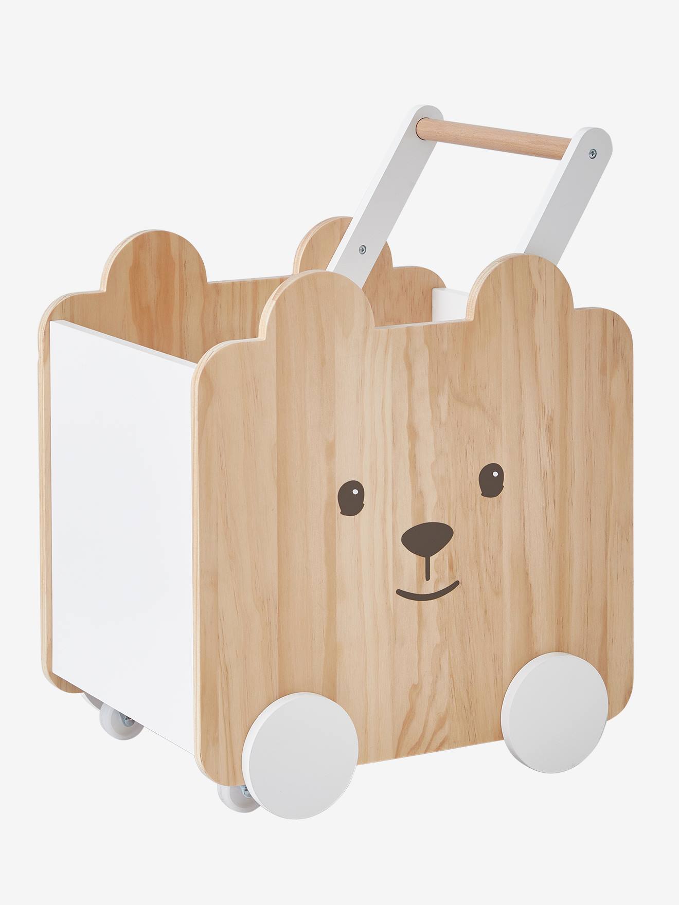 Vertbaudet Kinderzimmer Fahrbare Spielzeugkiste BÄR - natur/weiß