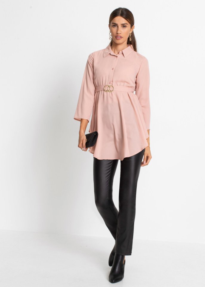 Longbluse mit Gürtel mit recyceltem Polyester