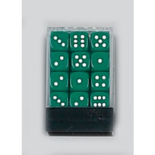 Koplow Würfel: Opaque: Deluxe grün/weiß (36er-Set in Acrylbox, 12mm)
