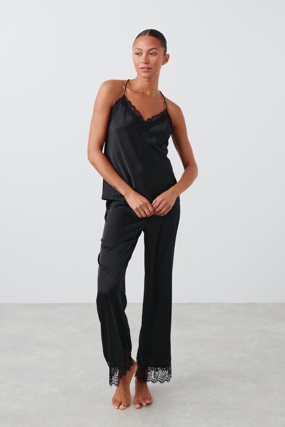Satin lace trousers