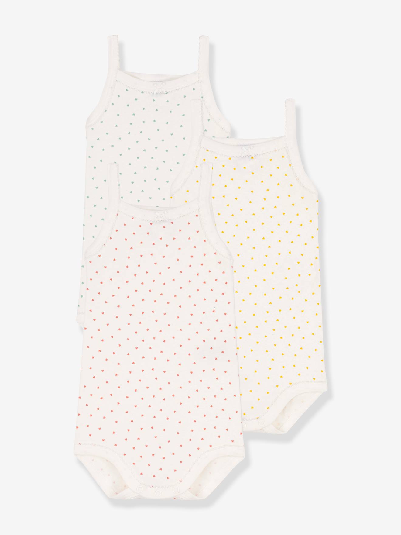 3 bodies à bretelles en coton bio PETIT BATEAU blanc