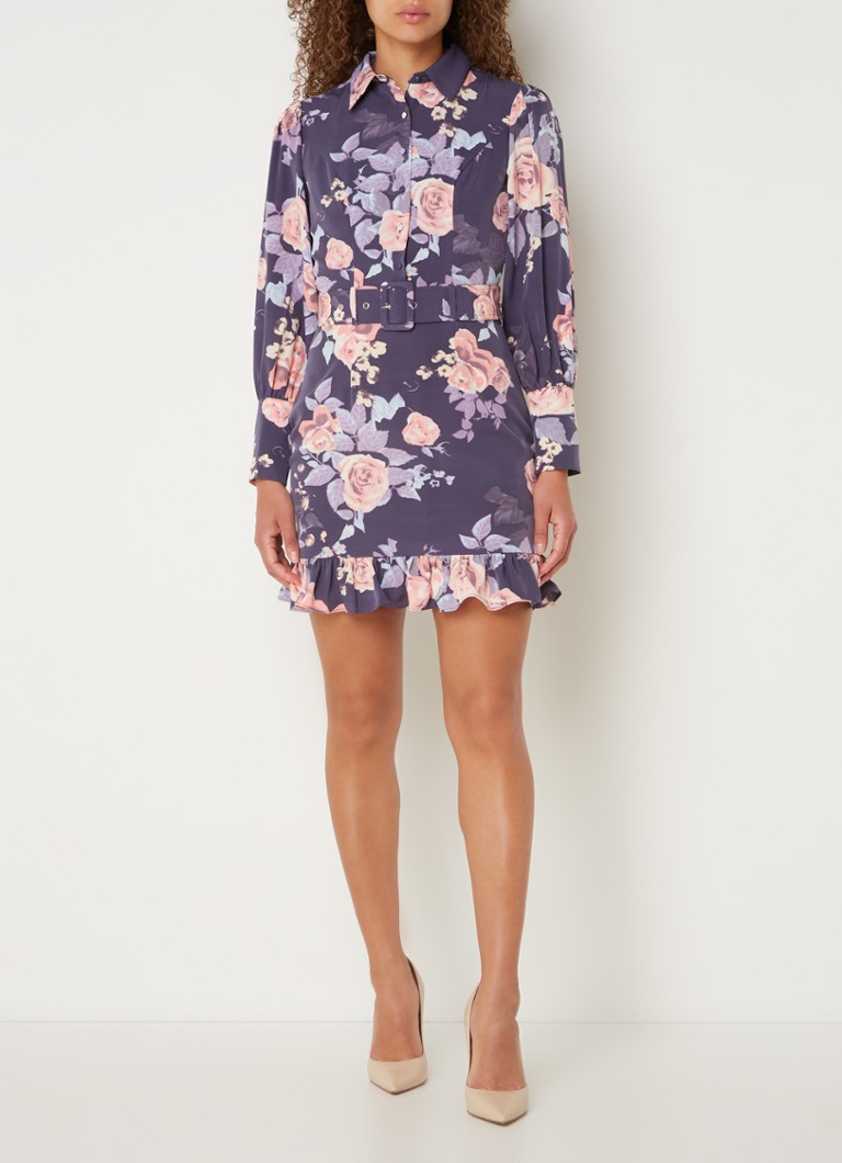 Chi Chi London Mini blouse dress with floral print and belt