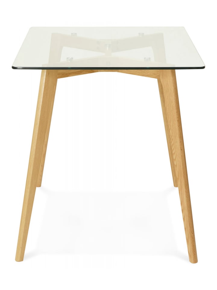 KADIMA DESIGN Glastisch Schreibtisch mit Holzbeinen | Moderner Designertisch günstig kaufen onesize