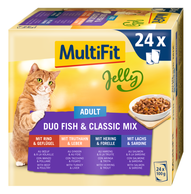 MultiFit Nassfutter MultiFit Adult Jelly Duo Fish & Classic Mix Multipack 24x100 g