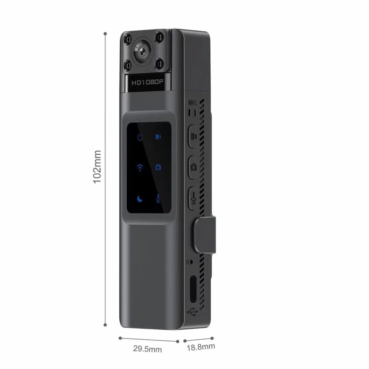Yoyaxi Tragbarer digitaler Videorekorder mit WiFi-Unterstützung Dashcam (Infrarot-Nachtsicht und Weitwinkel für Polizei und Sicherheit)