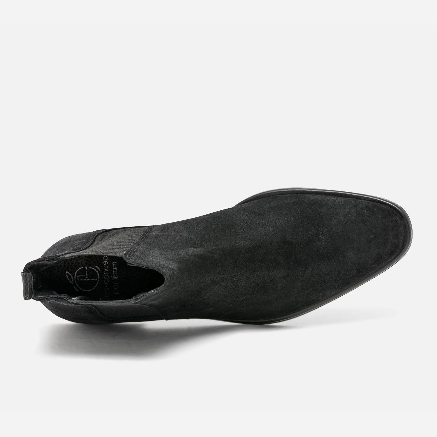 Chelsea boots noir éco-conçu en cuir velours