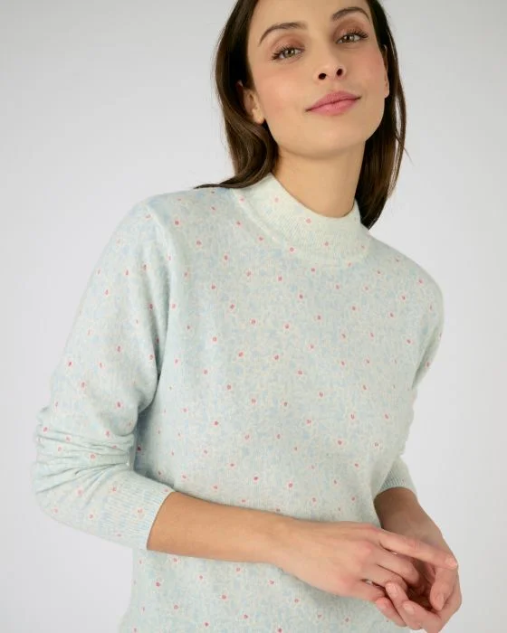 Pull imprimé fleuri laine majoritaire