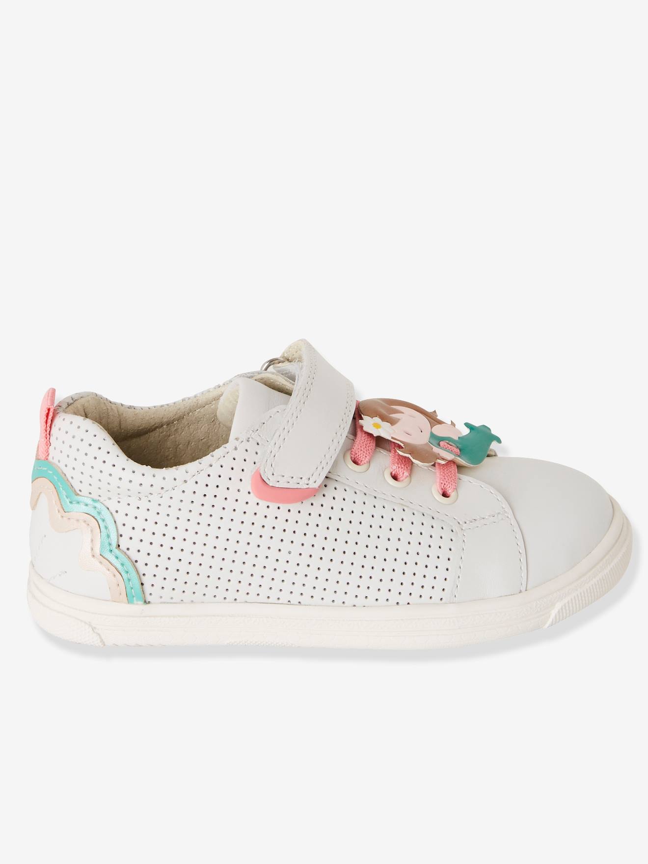 Tennis en cuir fille collection maternelle blanc