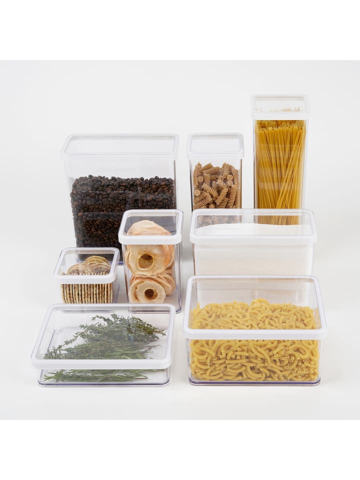 Rotho Loft 3er-Set Vorratsbehälter, Kunststoff  in Transparent / Weiß günstig kaufen onesize