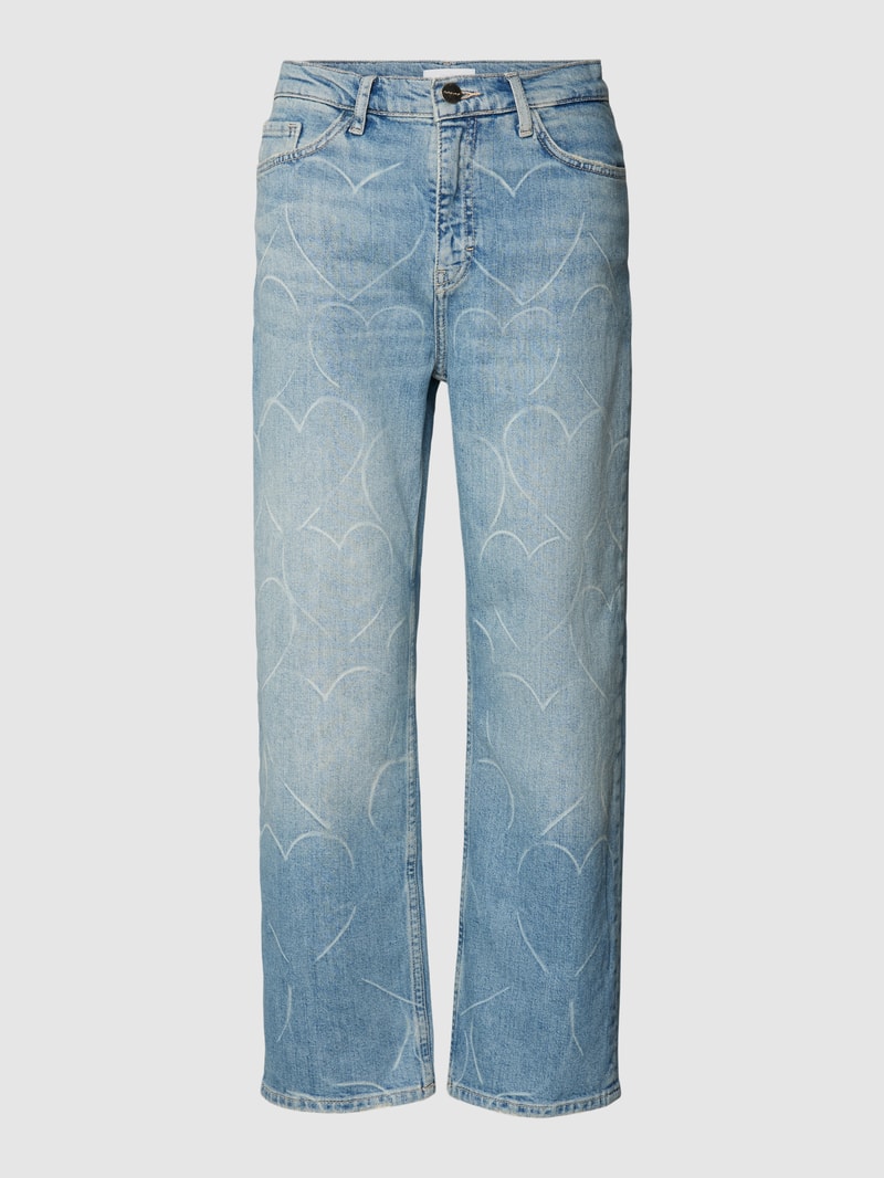 Jeans mit Motiv-Print in hellblau