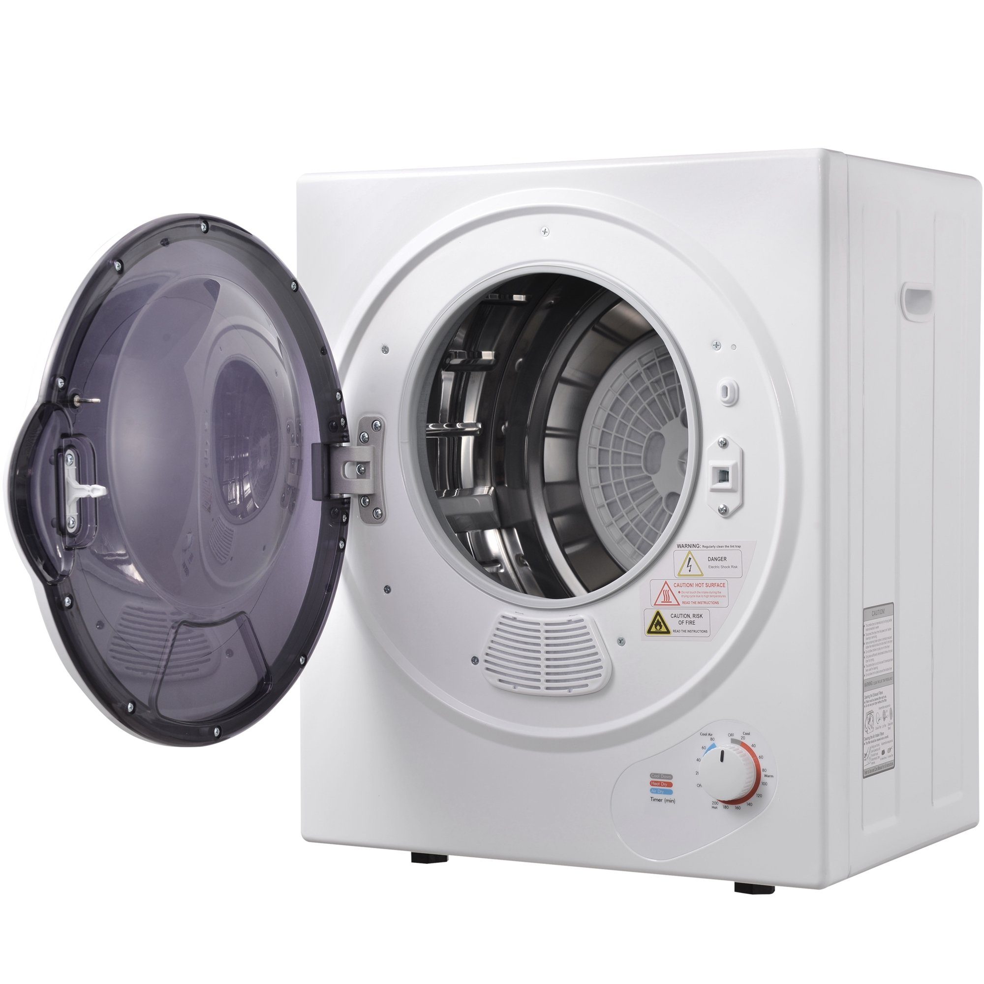 Fangqi Ablufttrockner Mini-Wäschetrockner, 2,5 kg, wandmontierbar,200-Minuten-Timer, 65 °C geeignete Trocknungstemperatur,Doppelfilter,Edelstahltrommel