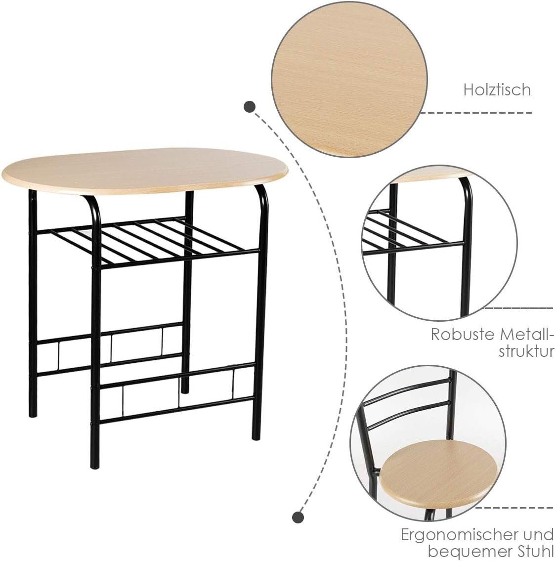 KOMFOTTEU Essgruppe Sitzgruppe, (Set, 3-tlg), Balkonset aus Holz