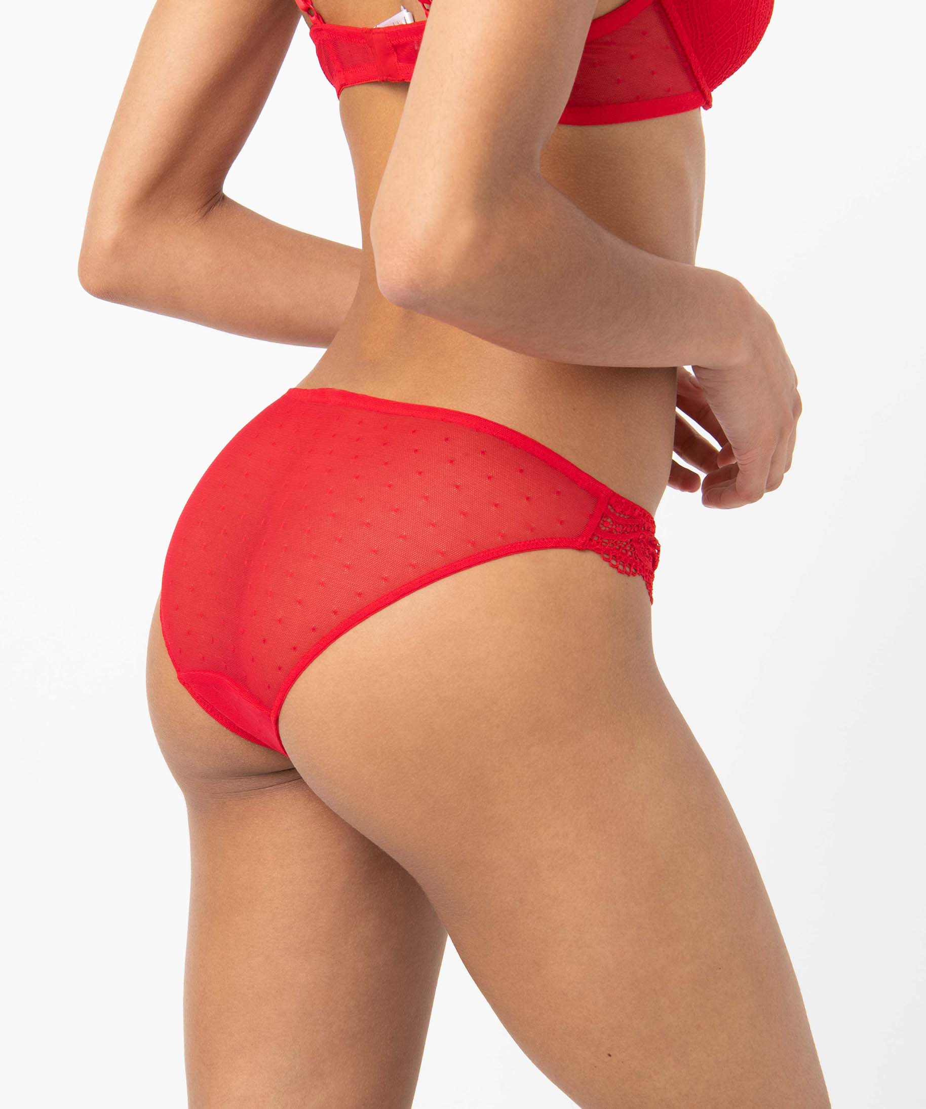 Culotte en dentelle et tulle femme (lot de 2) rouge | GEMO