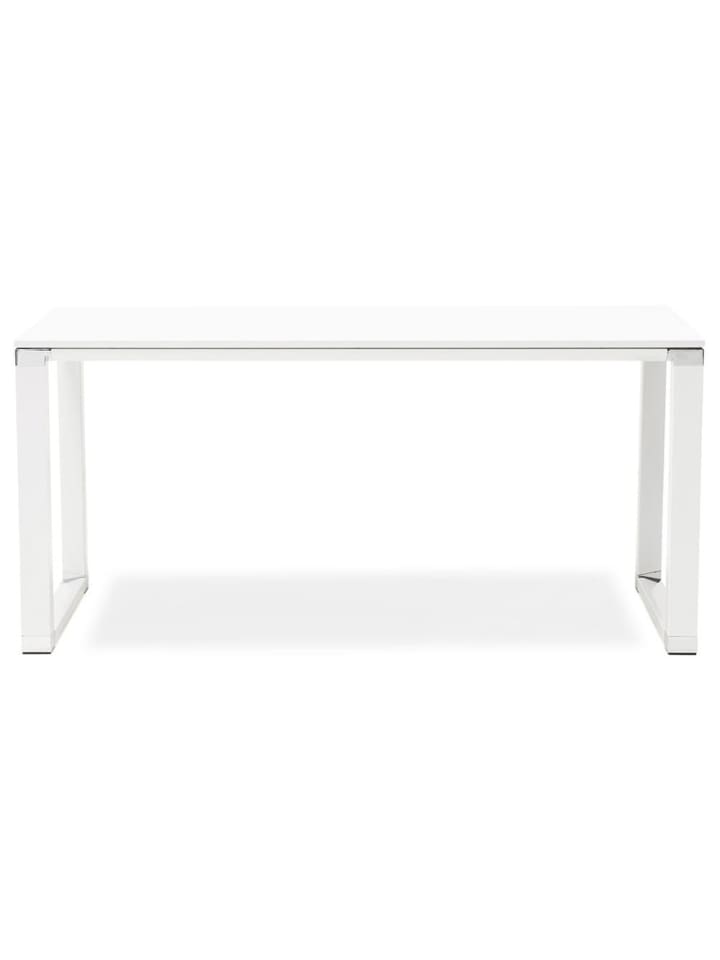 KADIMA DESIGN Schreibtisch 160x80 cm ergonomisch gerade Form, Melaminholz & Metall in Weiß günstig kaufen