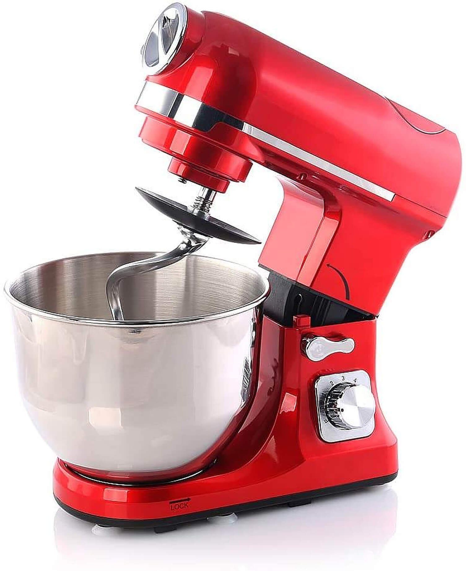 Topmatic Küchenmaschine PKM-1800.1BG Multifunktion Mixer 1800W Teigmaschine Fleischwolf, 1800 W, 5,00 l Schüssel, Spritzgebäckvorsatz, Entriegelungsmechanismus für Multifunktionsarm