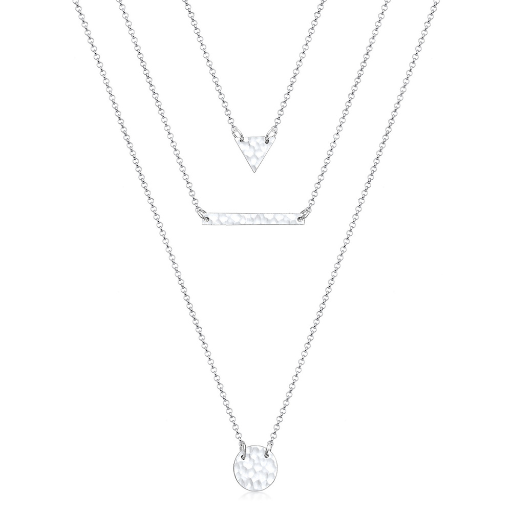 Elli Elli Collier Femme Triangle Géo Trois Couches -  (925/1000) Argent collier