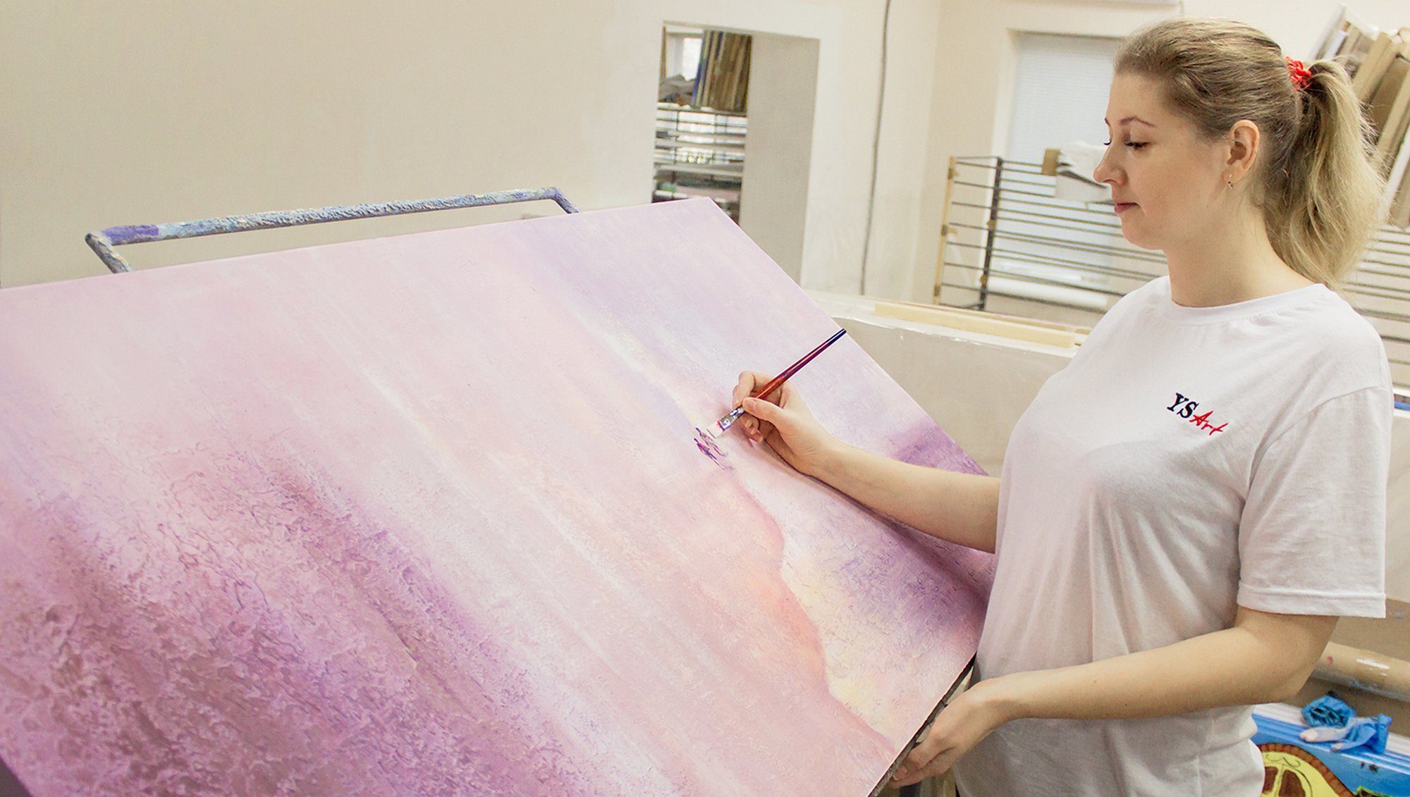 YS-Art Gemälde Planet für 2, Abstrakt, Abstraktes auf Leinwand Bild Handgemalt Pärchen Insel Gold