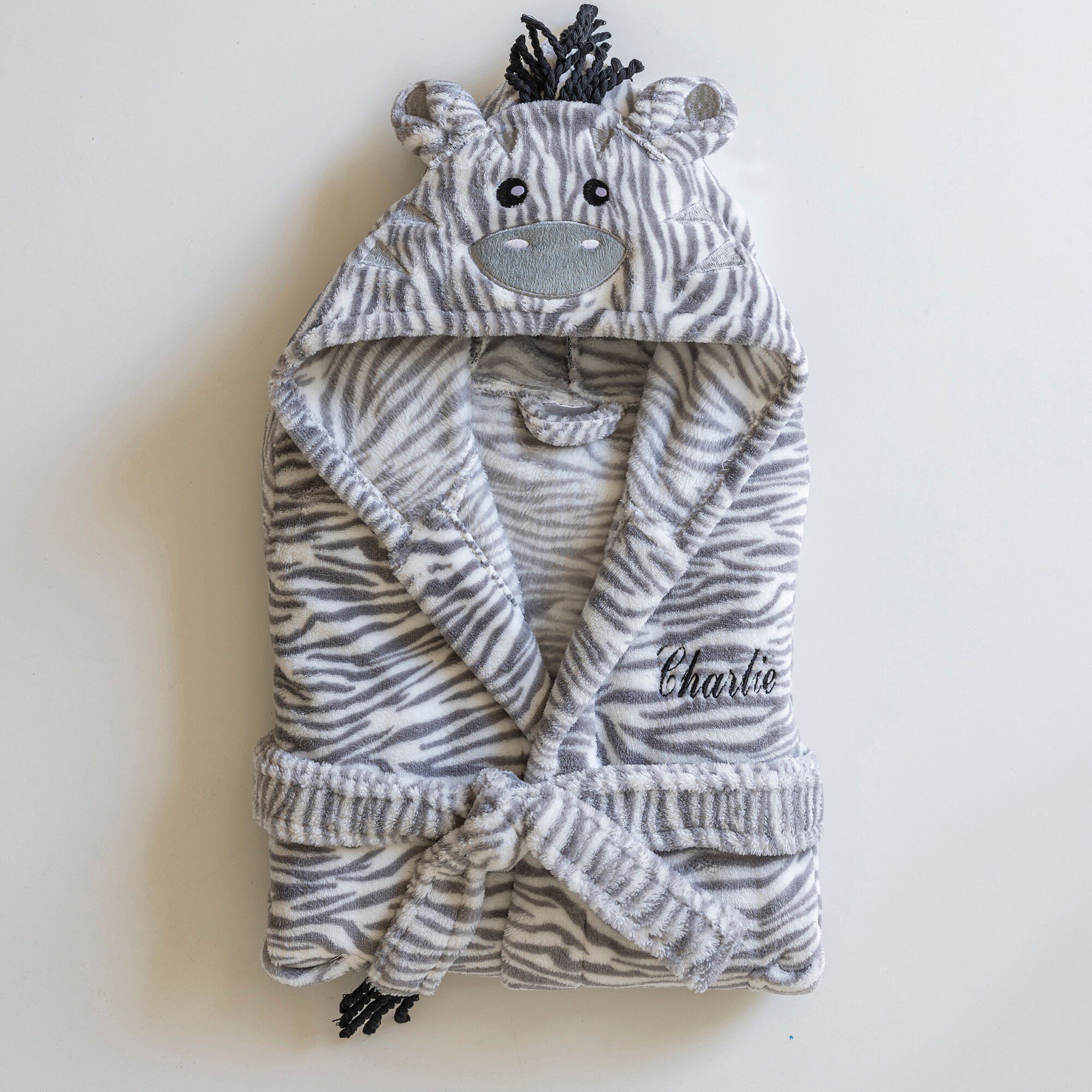 Peignoir de bain enfant à capuche zèbre personnalisable