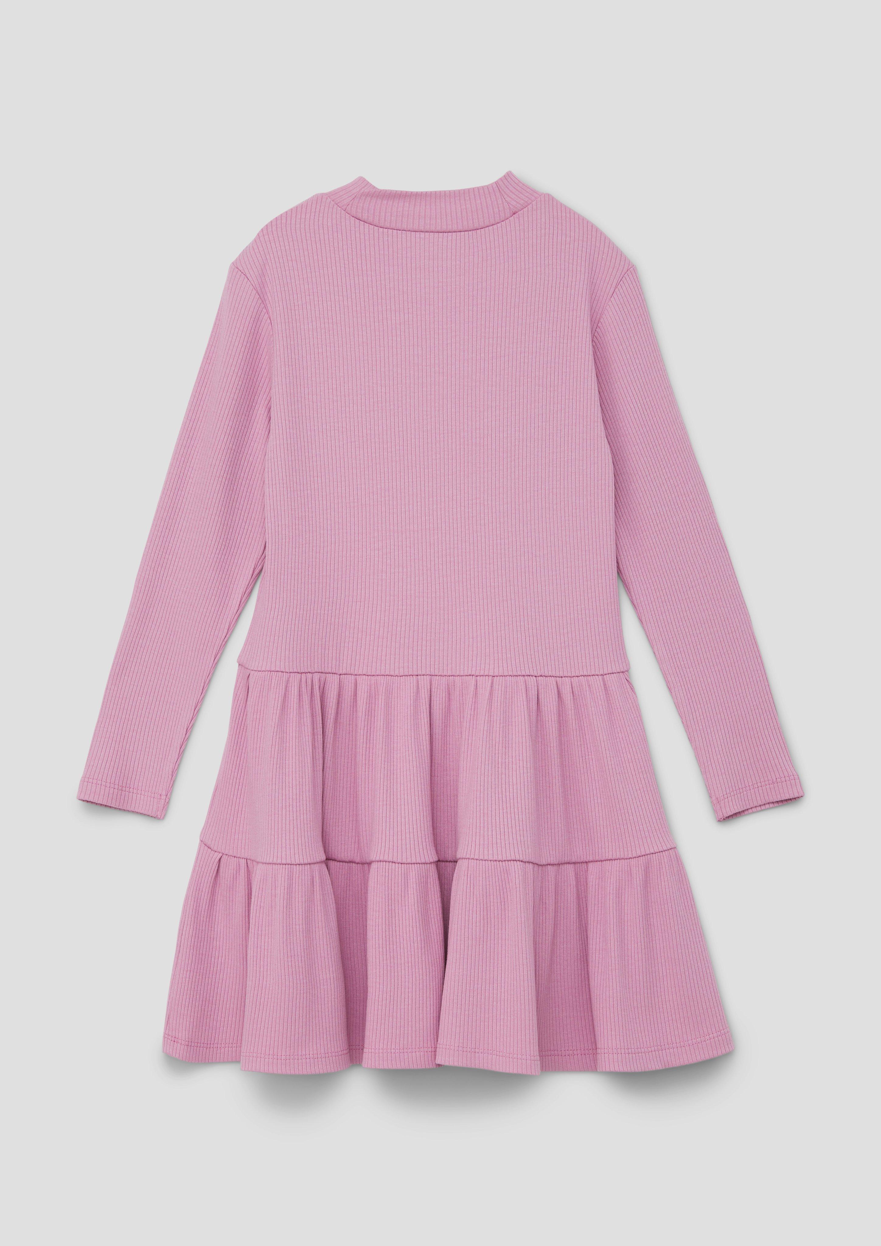 Geripptes Volantkleid mit Stickerei  2140046-4410
