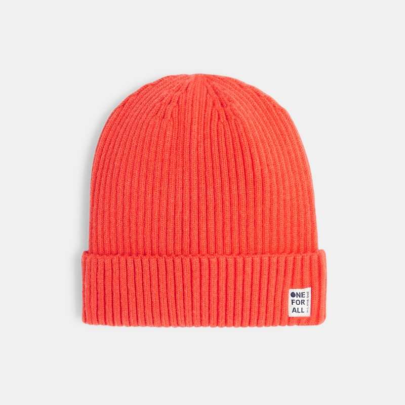 Bonnet en tricot côtelé orange garçon