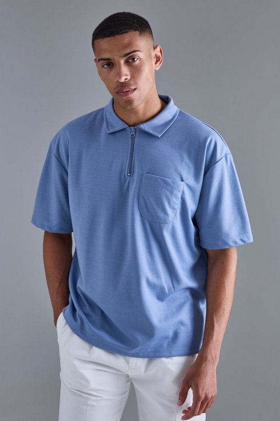 Oversize Poloshirt mit Taschen
