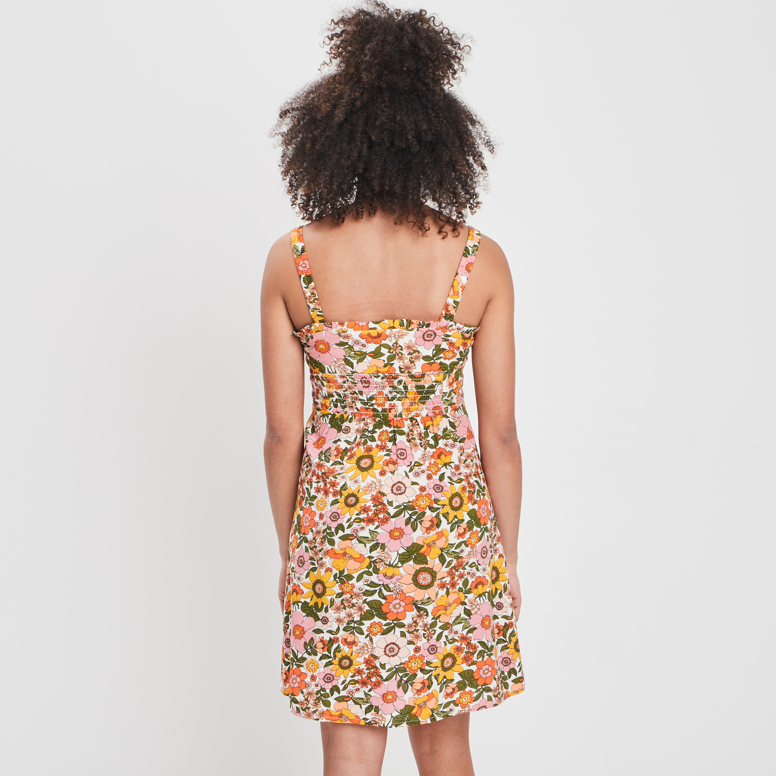 Robe évasée bretelles larges orange femme | La Halle