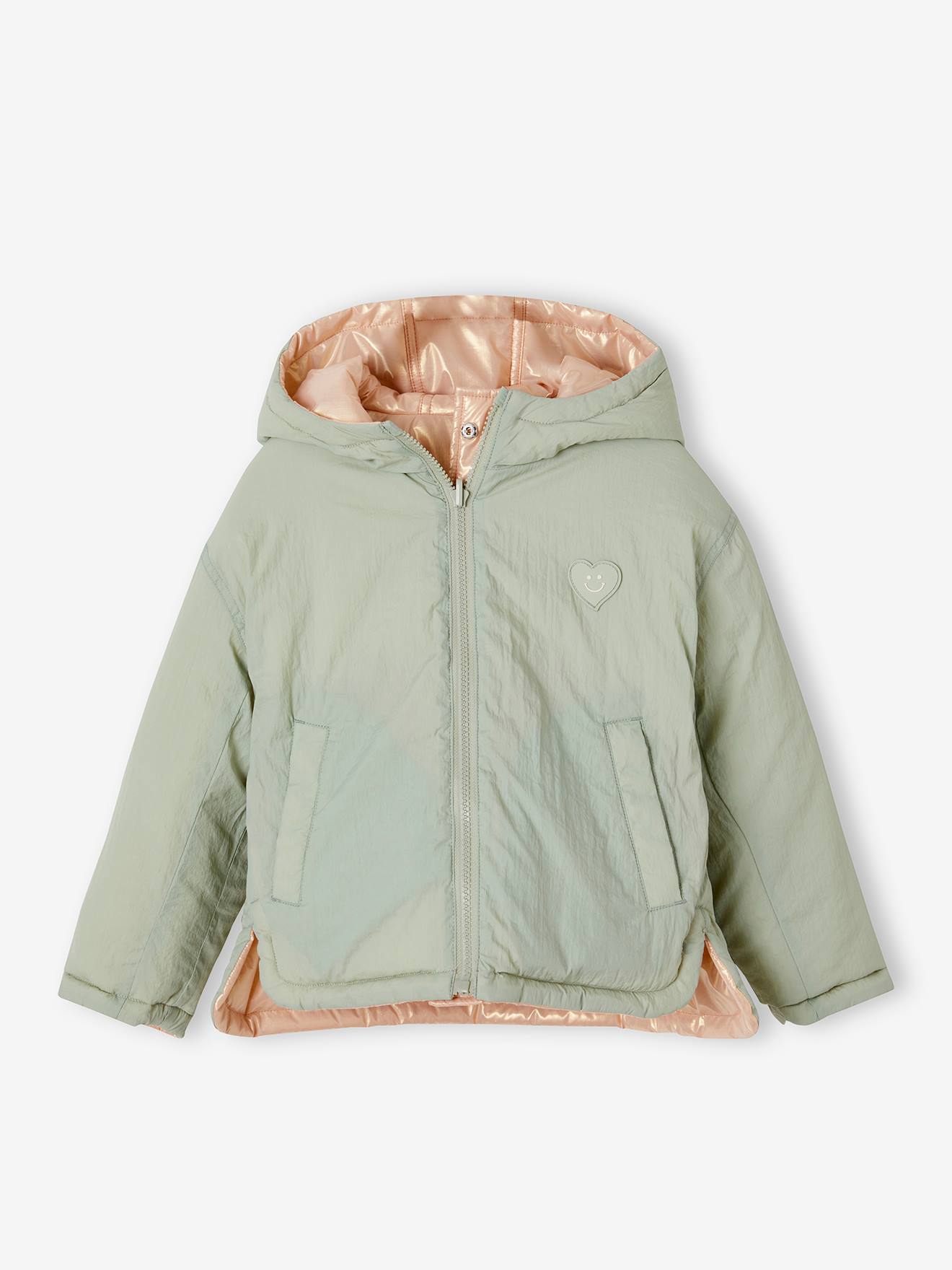 Vertbaudet Mädchen Wende-Jacke mit Recycling-Polyester - salbeigrün