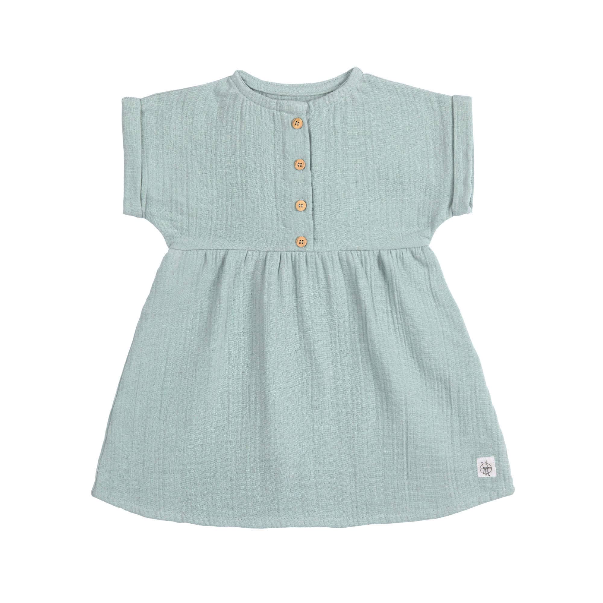 Musselin Kinderkleid - Bio Baumwolle, Silbergrau