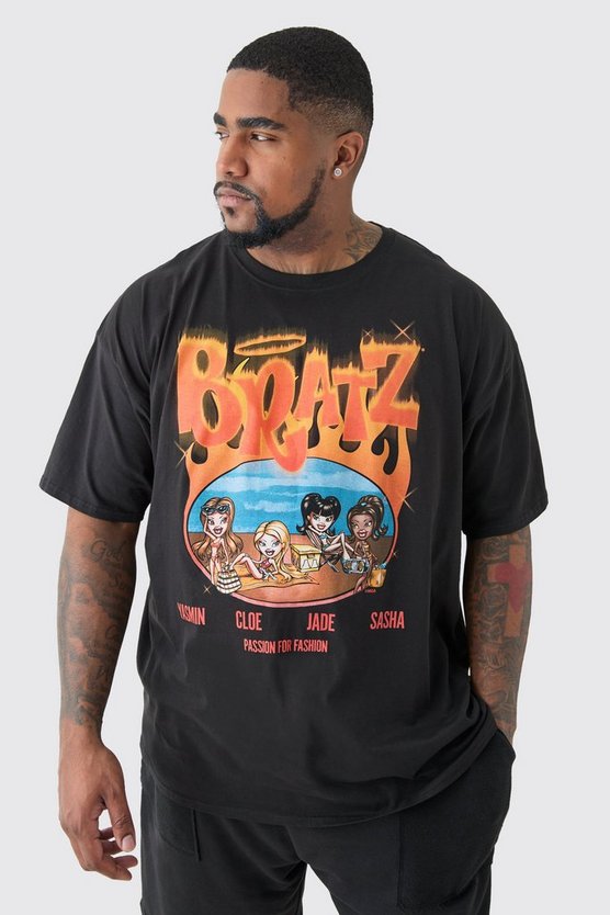 Plus schwarzes T-Shirt mit Bratz Flammen-Print
