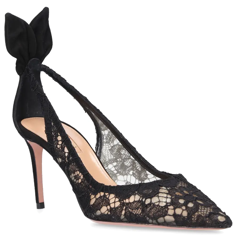 Aquazzura - Pumps BOW TIE 85 Spitze - schwarz