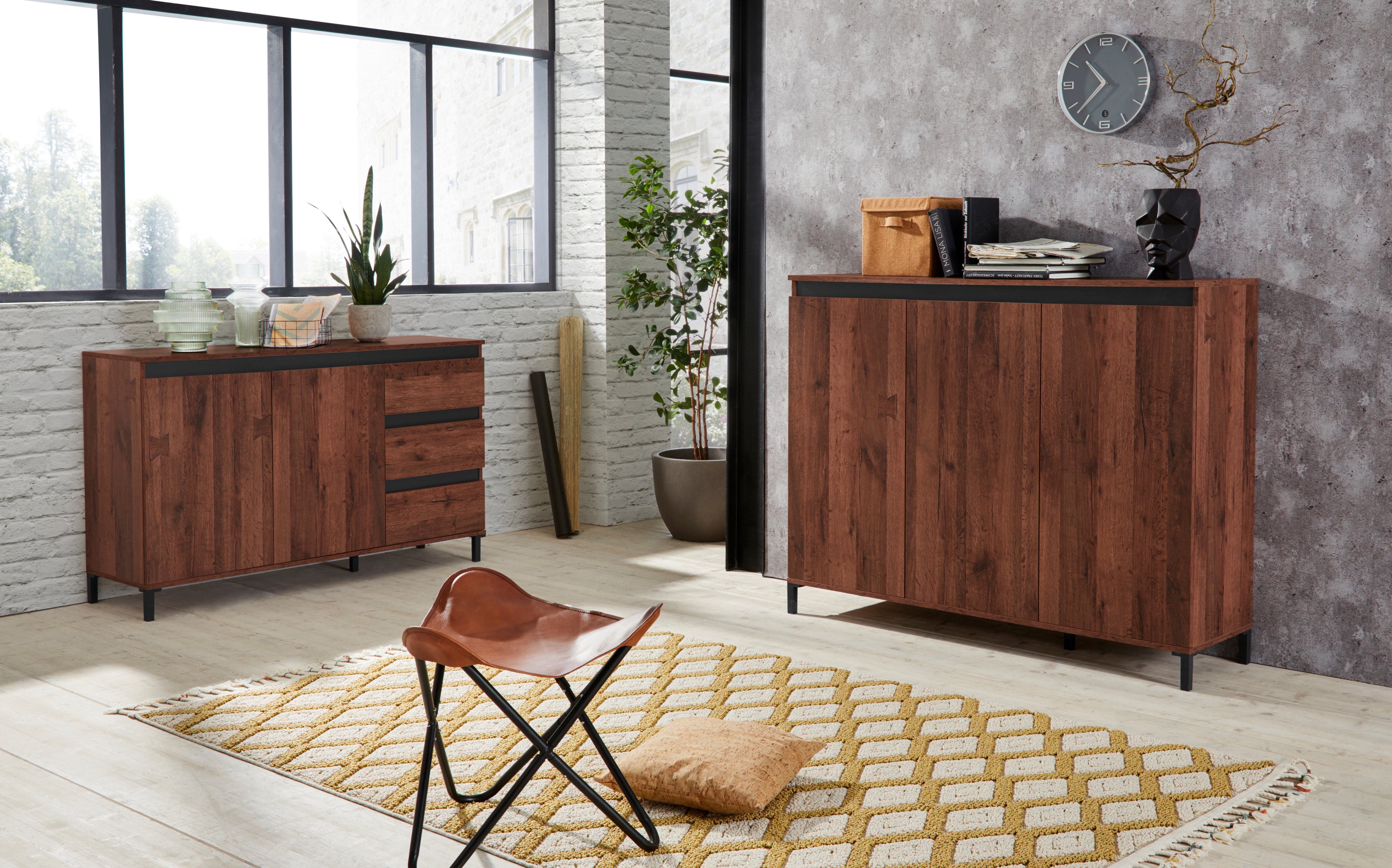 INOSIGN Highboard Genio Industrial, Mit wendbare Blende in weiß/ anthrazit, Höhe 110 cm