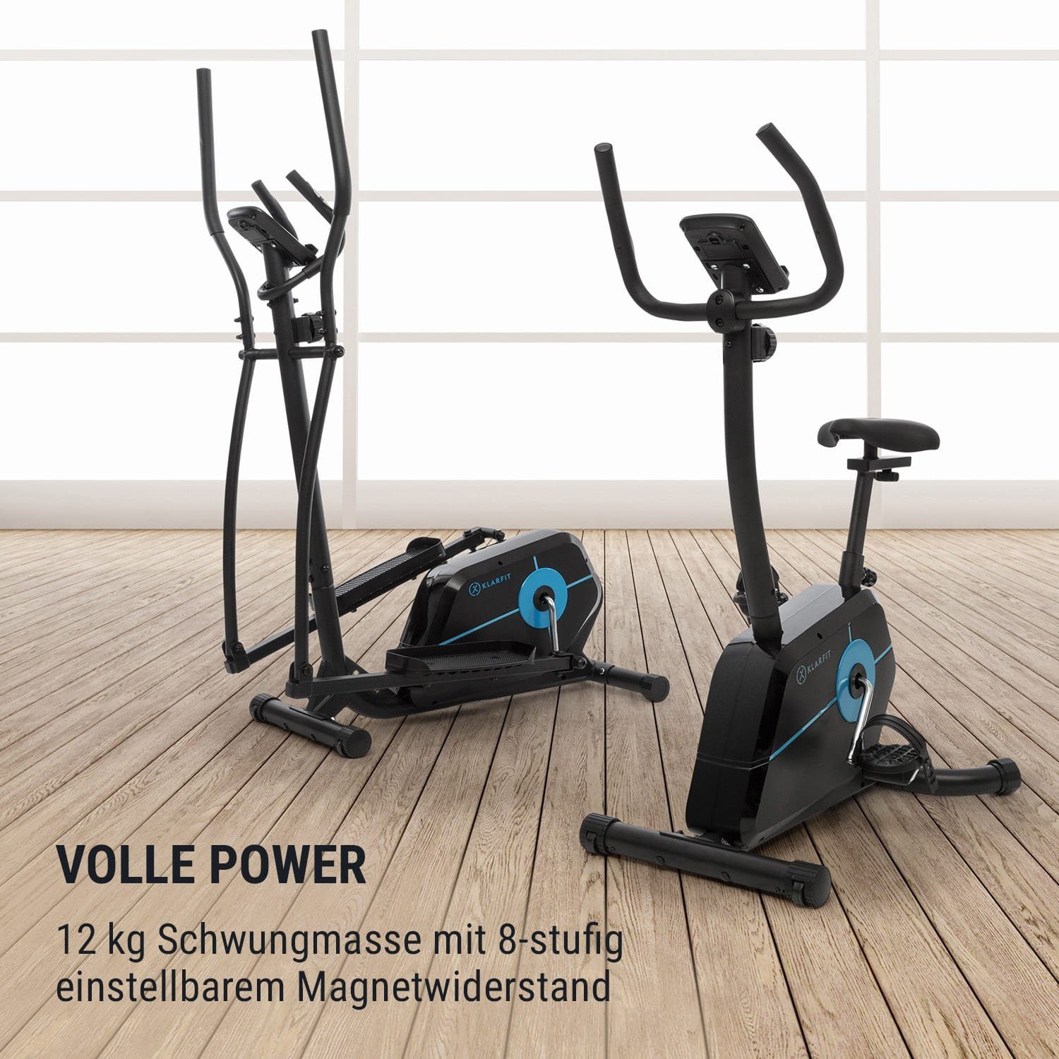 KLARFIT Heimtrainer Tauon (Tablet-Halterung ;pullsmesser;Trainingscomputer mit LCD-Display)