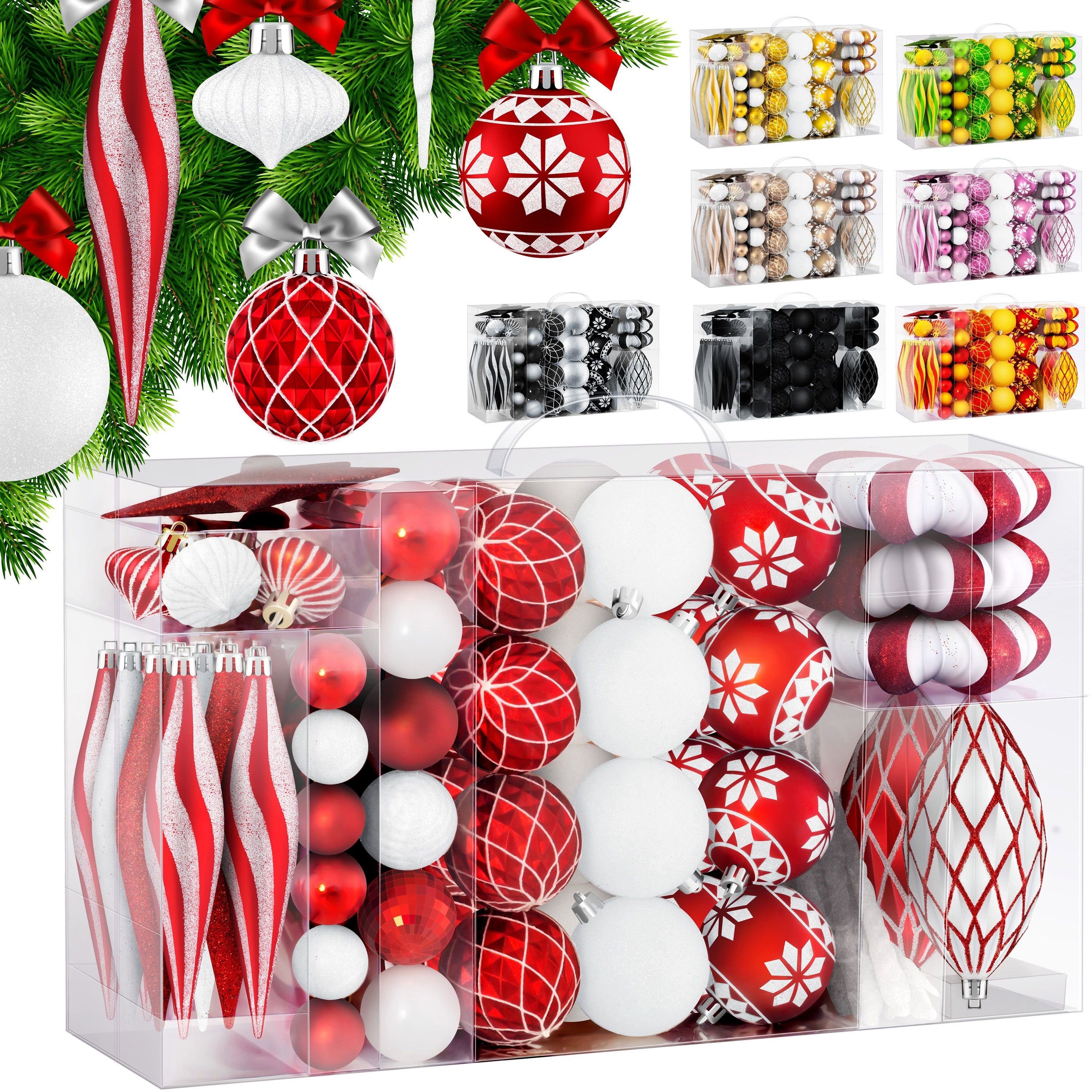 KESSER Christbaumschmuck (135-tlg), Weihnachtskugeln 105-teiliges Set Baumspitze Christbaumkugeln