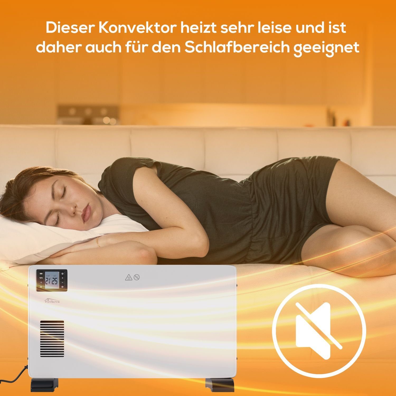 TroniTechnik Konvektor Elektroheizer KH102 Konvektor Heizgerät Heizkörper, 3 Stufen 2300 Watt, 2300 W, mit Griffmulde, Timer und Thermostatsteuerung, Überhitzungsschutz