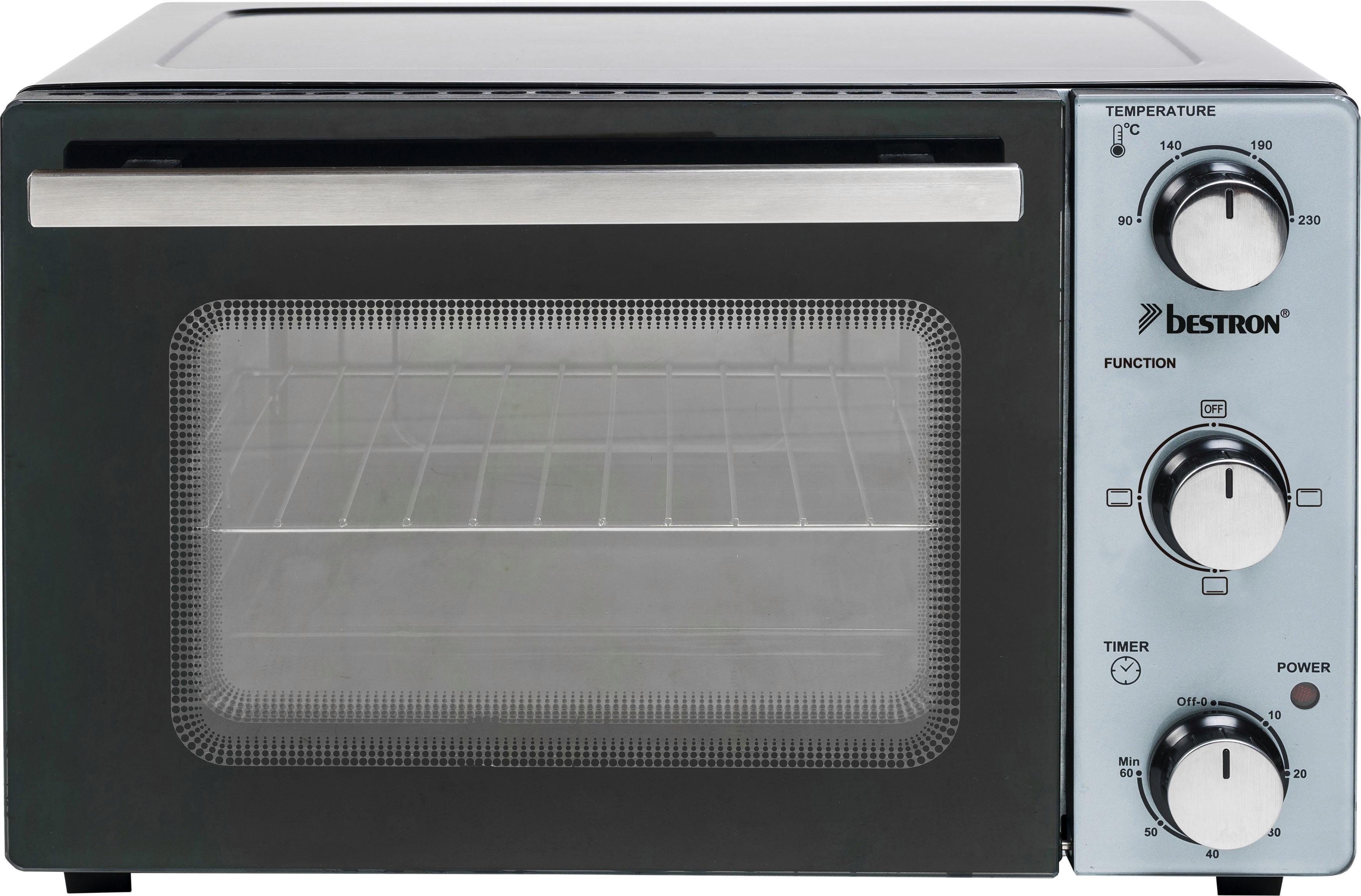 bestron Minibackofen AOV20 kompaktes Gerät, 1300 W, Edelstahl, Schwarz