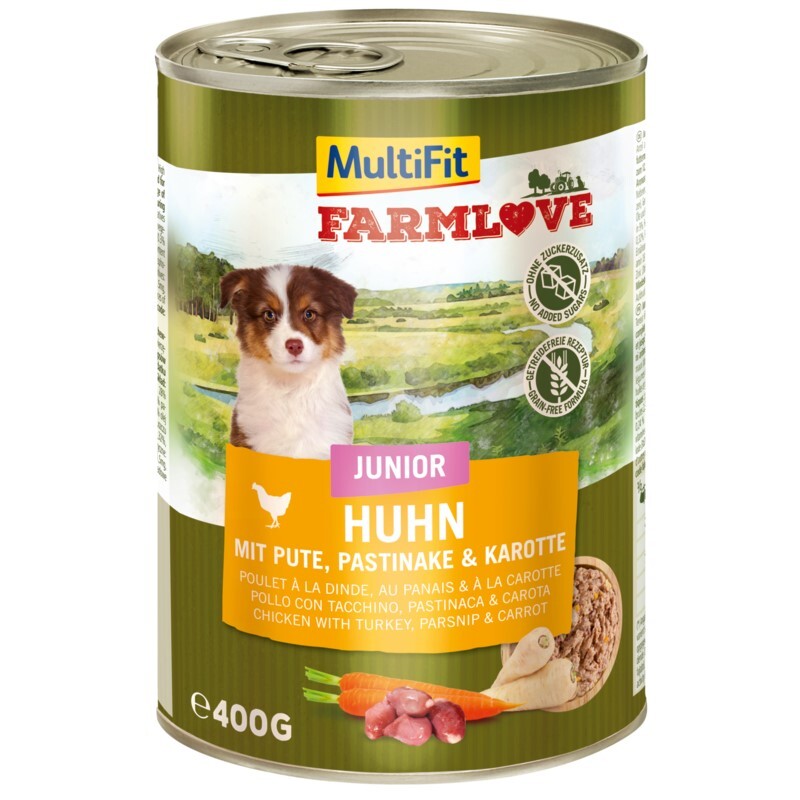 MultiFit Hundenassfutter MultiFit Farmlove Junior Huhn mit Pute 6x400 g