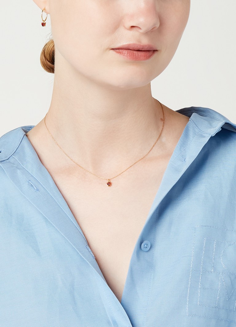 Wouters & Hendrix Necklace of 18 carat yellow gold with garnet