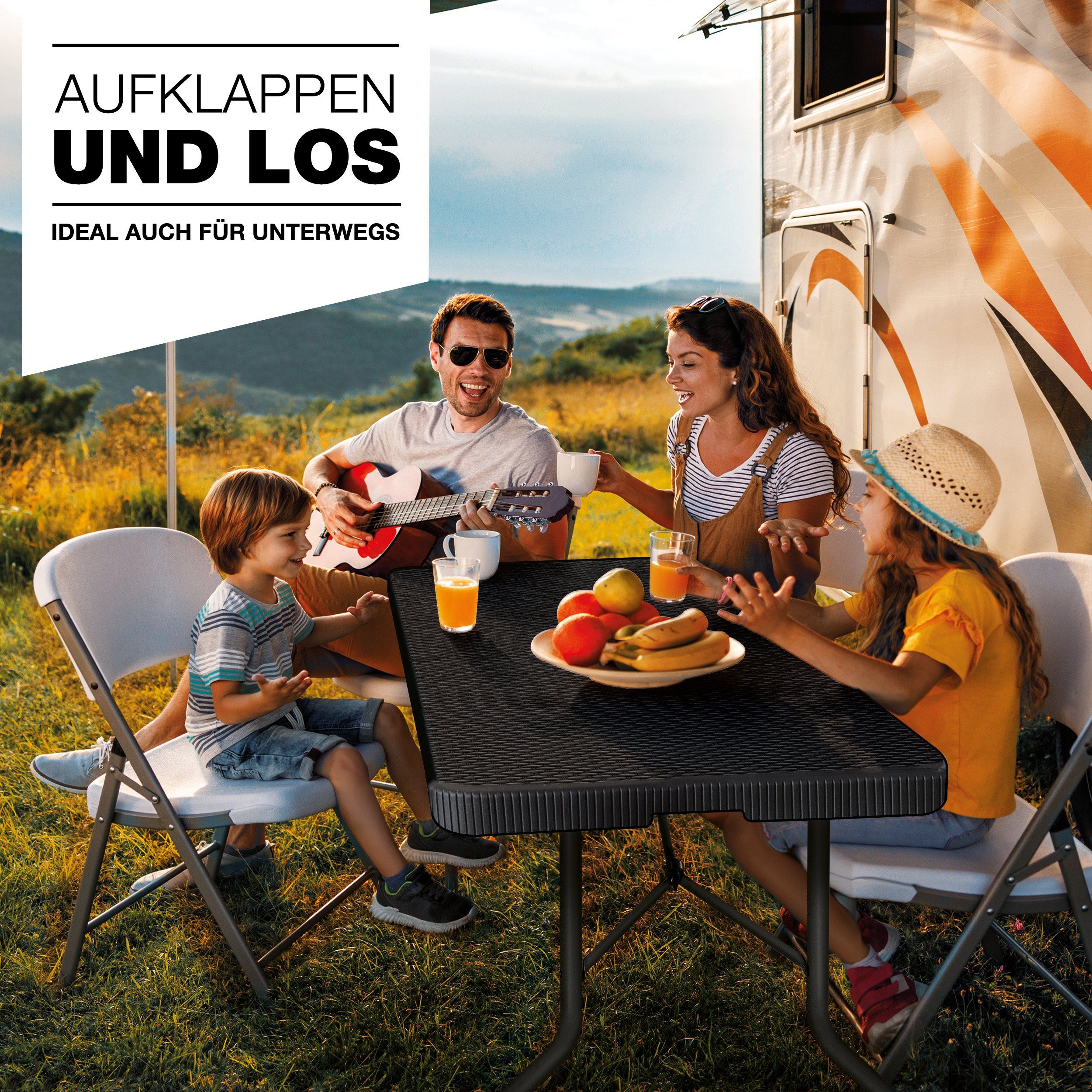tillvex Gartentisch Buffettisch klappbar Rattan 180x75cm, Klapptisch (Gartentisch), Campingtisch