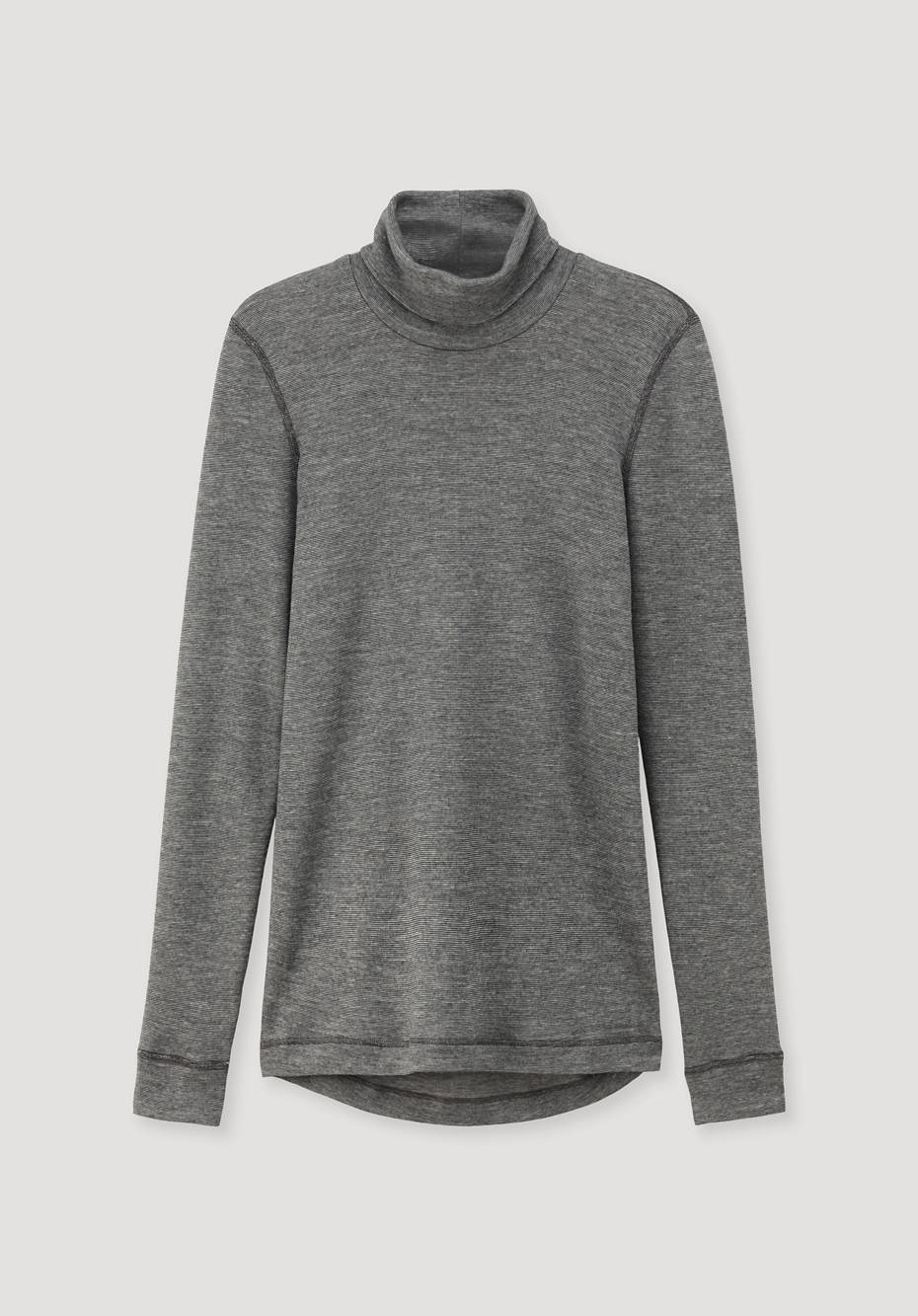 Rollkragen-Shirt mit Bio-Merinowolle und Seide